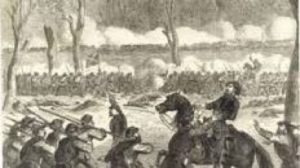 Soldiers on horses in battle