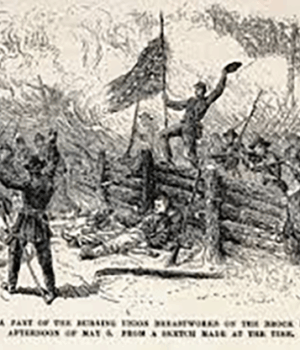 Confederate Forces Charging Federal Defenses Along the Brock Road, May 6, 1864